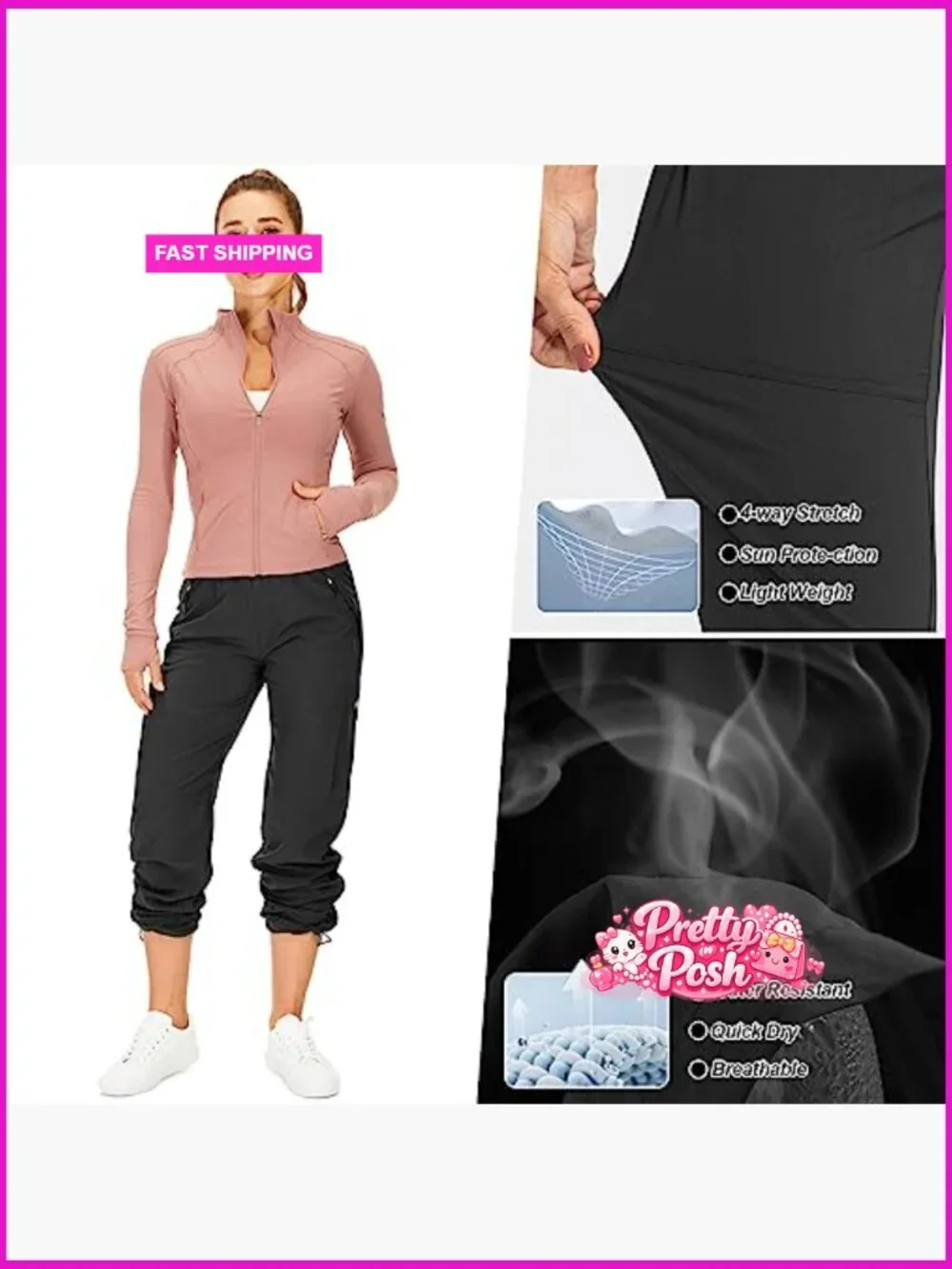 Quick Dry UPF 50 Lightweight Cargo Pants with Zipper Pockets